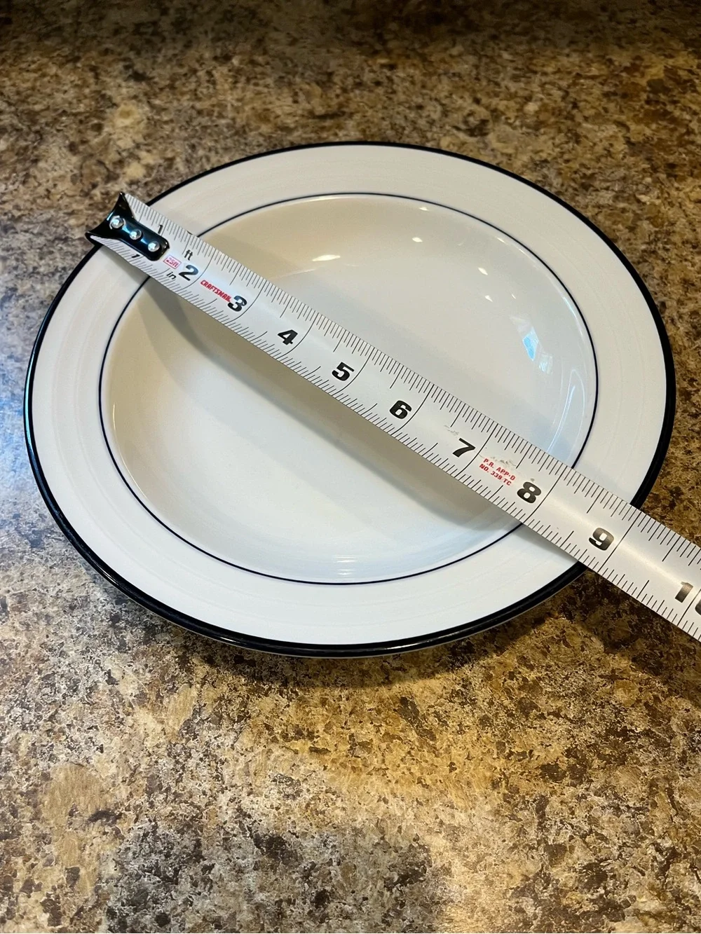 Crate&Barrel Roulette Blue Band Low Bowl